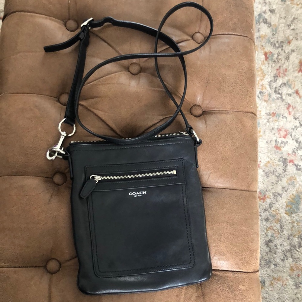 Coach black leather crossbody bag